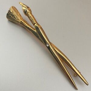 Carolee Gold painters brushes Brooch with Crystal Detail